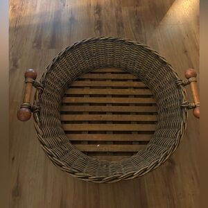 Rustic Brown Basket with Wooden Handles